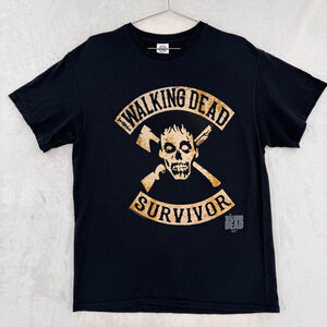 Walking Dead Survivor Black Crewneck T-Shirt Delta Pro-Weight 100% Cotton Zombie